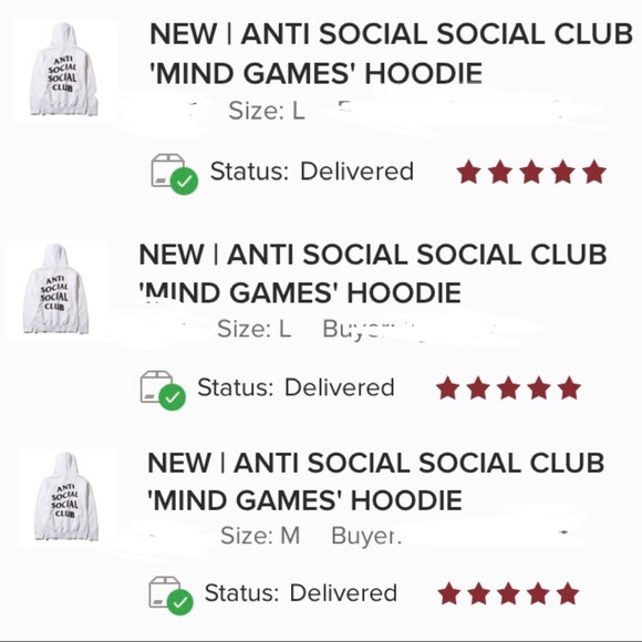 NEW 💫 LAST 1!! | ANTI SOCIAL SOCIAL CLUB MIND GAMES HOODIE - Picture 4 of 4